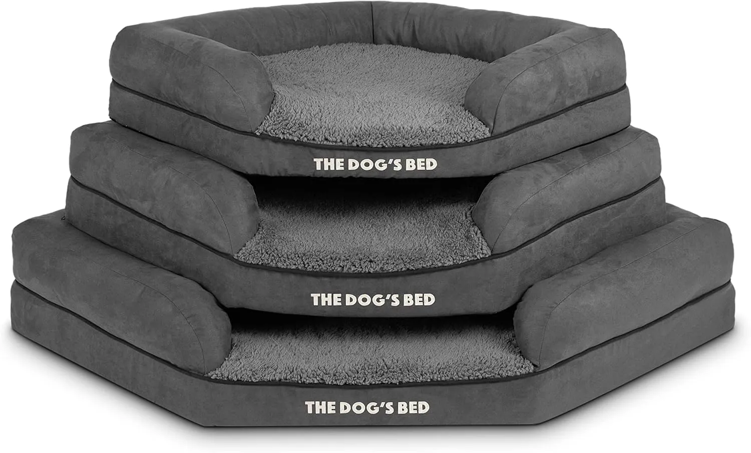 The Dogs Bed Medium Support Memory Foam Waterproof Corner Dog Bed, Large, Grey Plush, Eases Pet Arthritis & Hip Dysplasia Pain, Therapeutic & Supportive, Washable Plush Fabric Cover