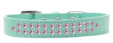 Two Row Light Pink Crystal Size 14 Aqua Dog Collar