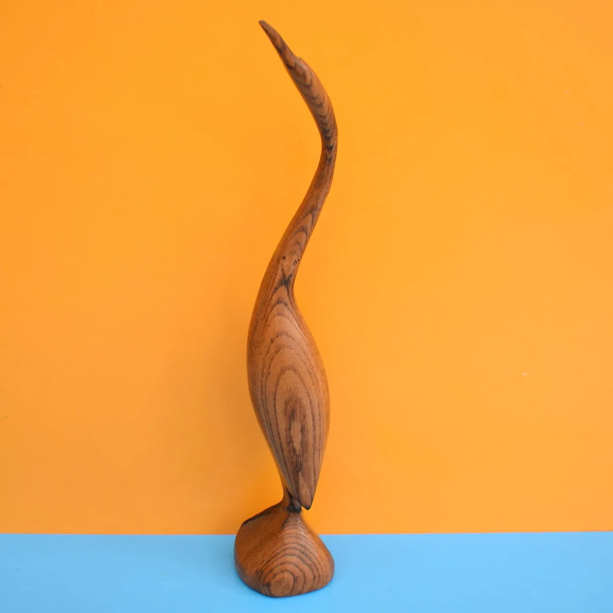 Vintage 1960s Carved Wooden Bird - Signed