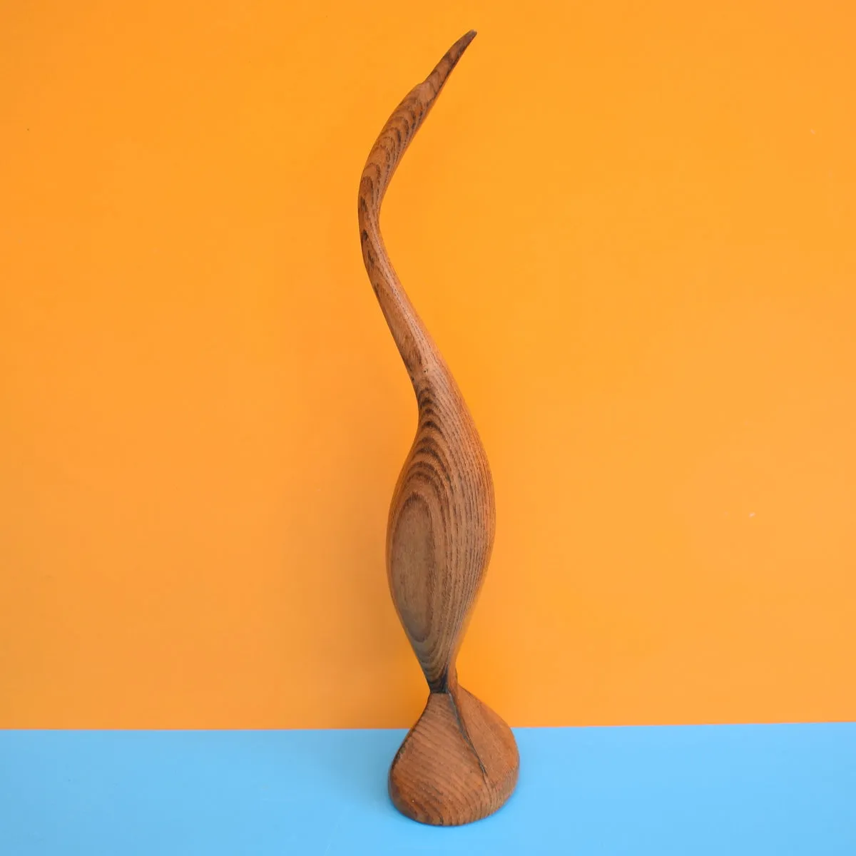 Vintage 1960s Carved Wooden Bird - Signed