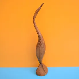 Vintage 1960s Carved Wooden Bird - Signed
