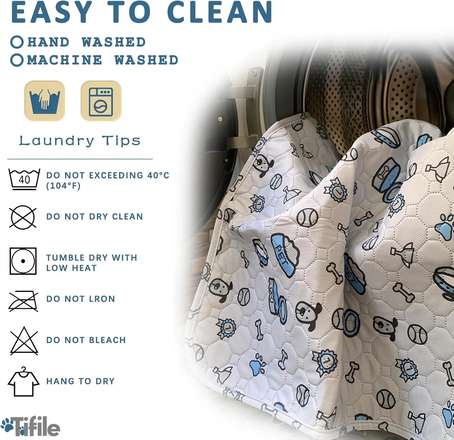 Washable Pee Pads for Dogs, 2 Pack Reusable Puppy Pads, Absorbent Whelping With Bone Print, Non-Slip Waterproof Pet Training for Couch, Crate, Potty Training - 48x48in