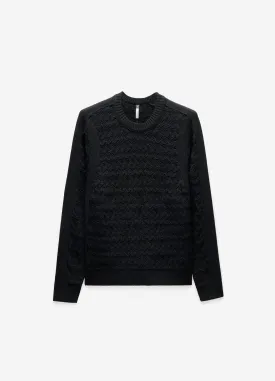Wool Lace Cable Sweater Black