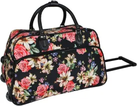 World Traveler 21-Inch Carry-On Rolling Duffel Bag, Flower Bloom