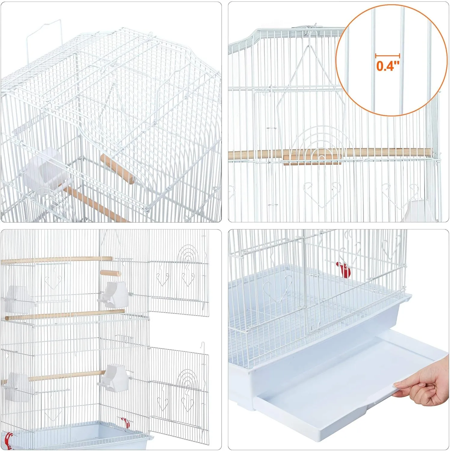 Yaheetech 64-inch Open Play Top Bird Cages for Parakeets Cockatiels Finches Lovebirds Canaries Conures Budgies Parrot Birdcage w/Detachable Rolling Stand, White
