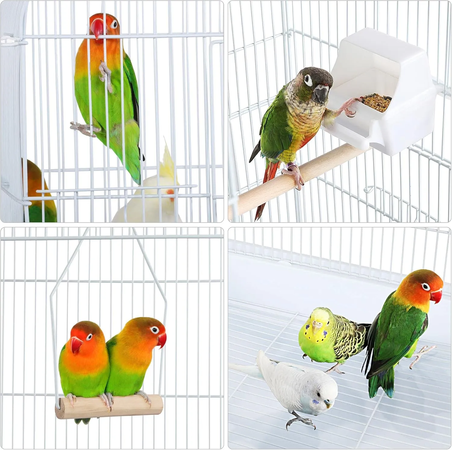 Yaheetech 64-inch Open Play Top Bird Cages for Parakeets Cockatiels Finches Lovebirds Canaries Conures Budgies Parrot Birdcage w/Detachable Rolling Stand, White