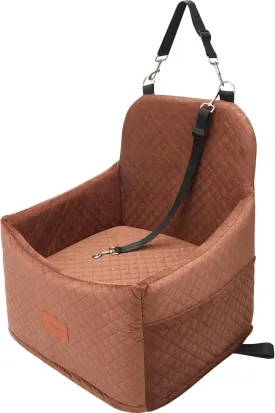 Youvee Dog Booster Car Seat - Interior Height 6 Inch Elevated Pet Car Seat for Small Dogs Up to 30 Lbs - Safety, Comfortable, Fully Detachable and Washable (View -Brown)